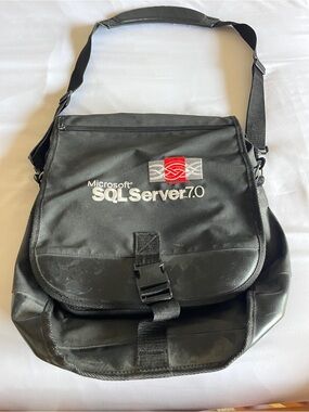 Vintage Microsoft SQL Server 7.0 Black Messenger Bag Backpack